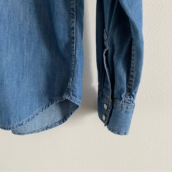 Gap Two Pocket Western Denim Button down Shirt Medium Indigo - Picture 10 of 14